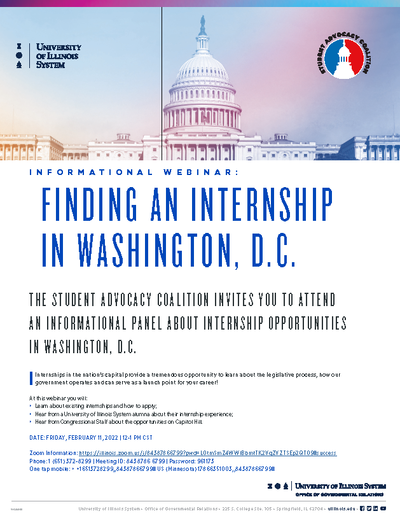 The background has an image of the white house. At the top right is the student advocacy coalition logo.