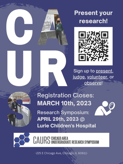 Flyer contains links to registration along with an information about where the conference will be.  Registration link: caurs.com/registration.  Date: April 29th Location: Robert H. Lurie Medical Research Center