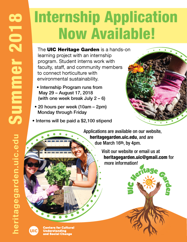 UIC Heritage Garden Internship Program Application Deadline