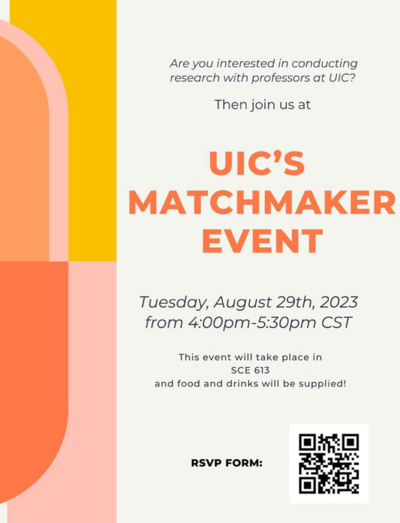 The background is geometric shapes using yellow, pink and orange hues. There is a QR Code that links to this form https://forms.gle/uchSGfZgYL1GVrCT8
