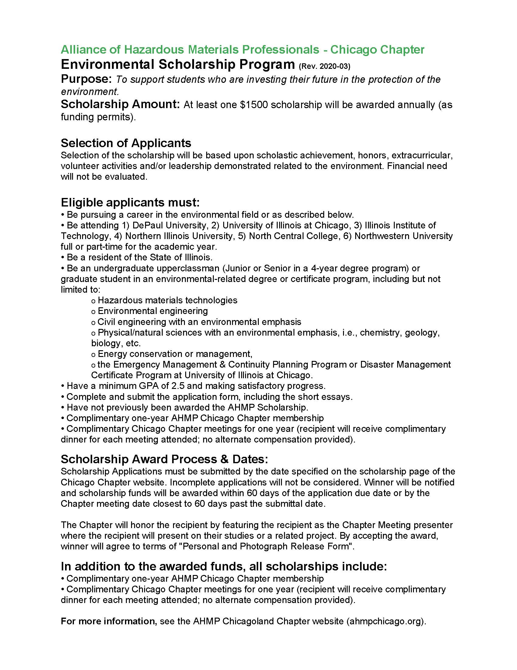 Alliance of Hazardous Materials Professionals&ndash;Chicago Chapter 
