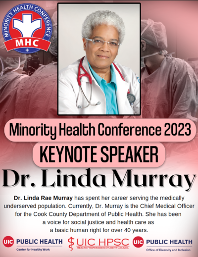 The background is an image of surgeons. There is a headshot of Dr. Murray above text of the conference title and her biography.