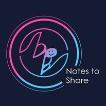 he image is the Notes To Share logo. It is a music note surrounded by circles. The colors are pink and blue.