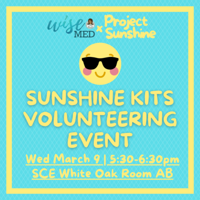 This flyer has a blue background with yellow detailing. There is a an outline of a yellow square on the edges of the flyer. In the center of the flyer, there is a yellow sun with sunglasses, and the rest of the flyer has yellow words detailing the event and the time and place of the meeting.