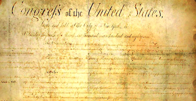 The First Amendment, from North Carolina's copy of the original Bill of Rights